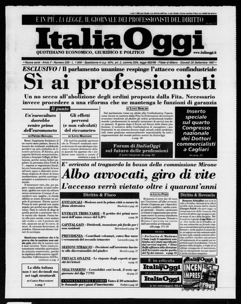 Italia oggi : quotidiano di economia finanza e politica